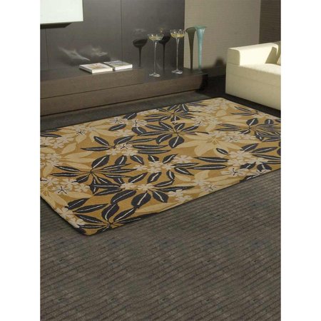GLITZY RUGS 9 x 12 ft. Hand Tufted Floral Rectangle Wool Area Rug, Gold UBSK00651T0012A17